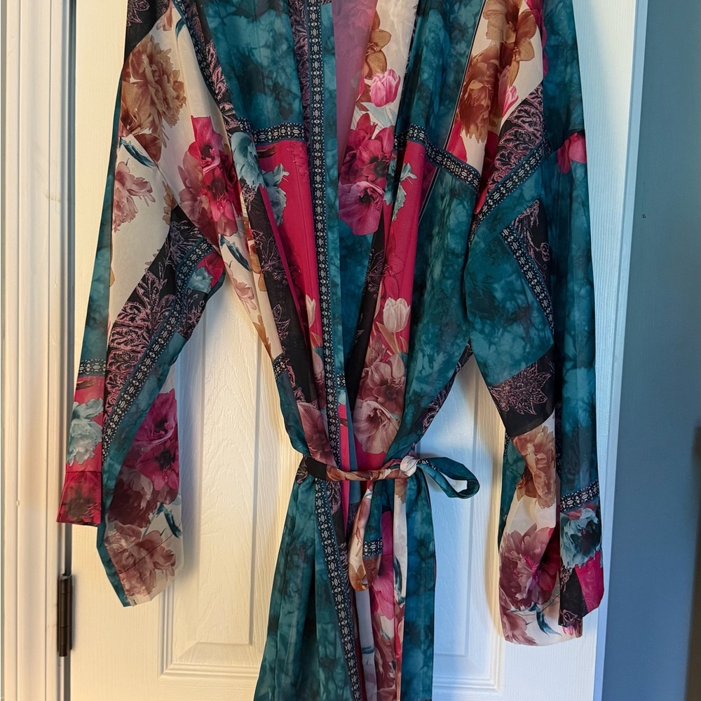 Lane Bryant Lucille Patchwork Kimono Robe with Belt, NWOT Size 26-28